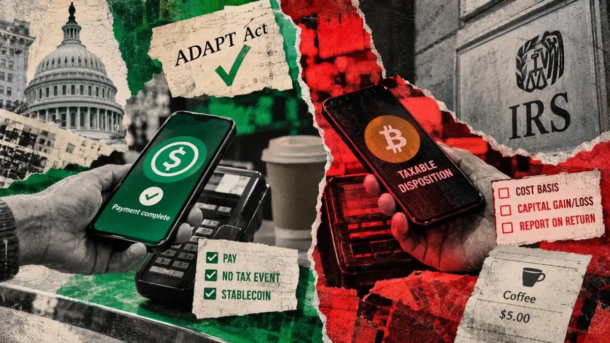 Senate tax bill frees stablecoin spending while Bitcoin stays on IRS forms